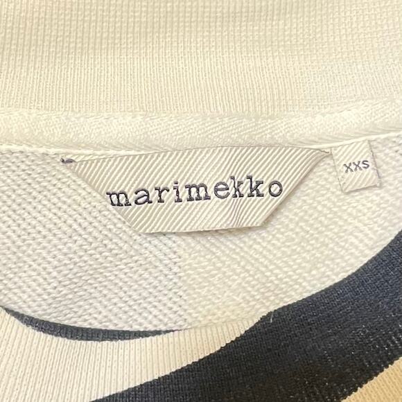 Marimekko Leiot College Jattikukka Black White Printed Boxy Sweatshirt Size XXS - Picture 3 of 8